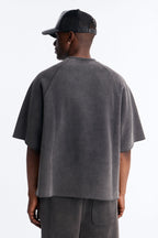 Washed Raw Edge Oversized Tee - Black Wash image 4