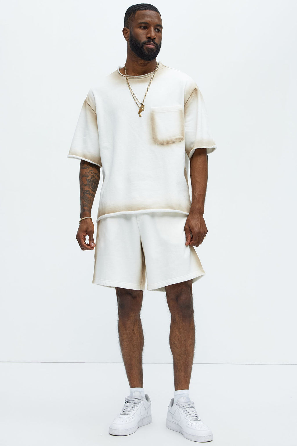 Tyson Blurred Lines Relaxed Fleece Tee - Cream image 2