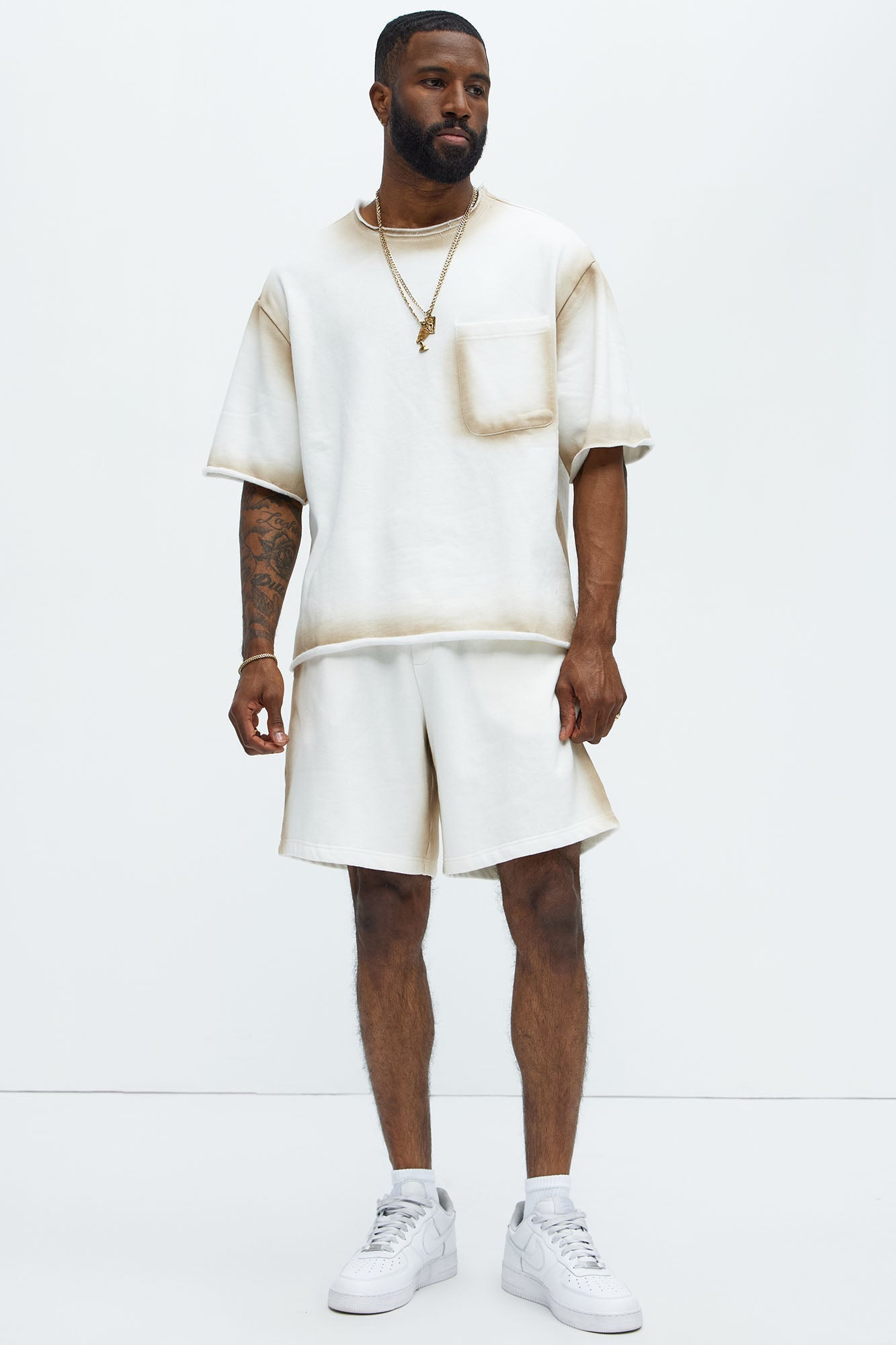 Tyson Blurred Lines Relaxed Fleece Tee - Cream image 2