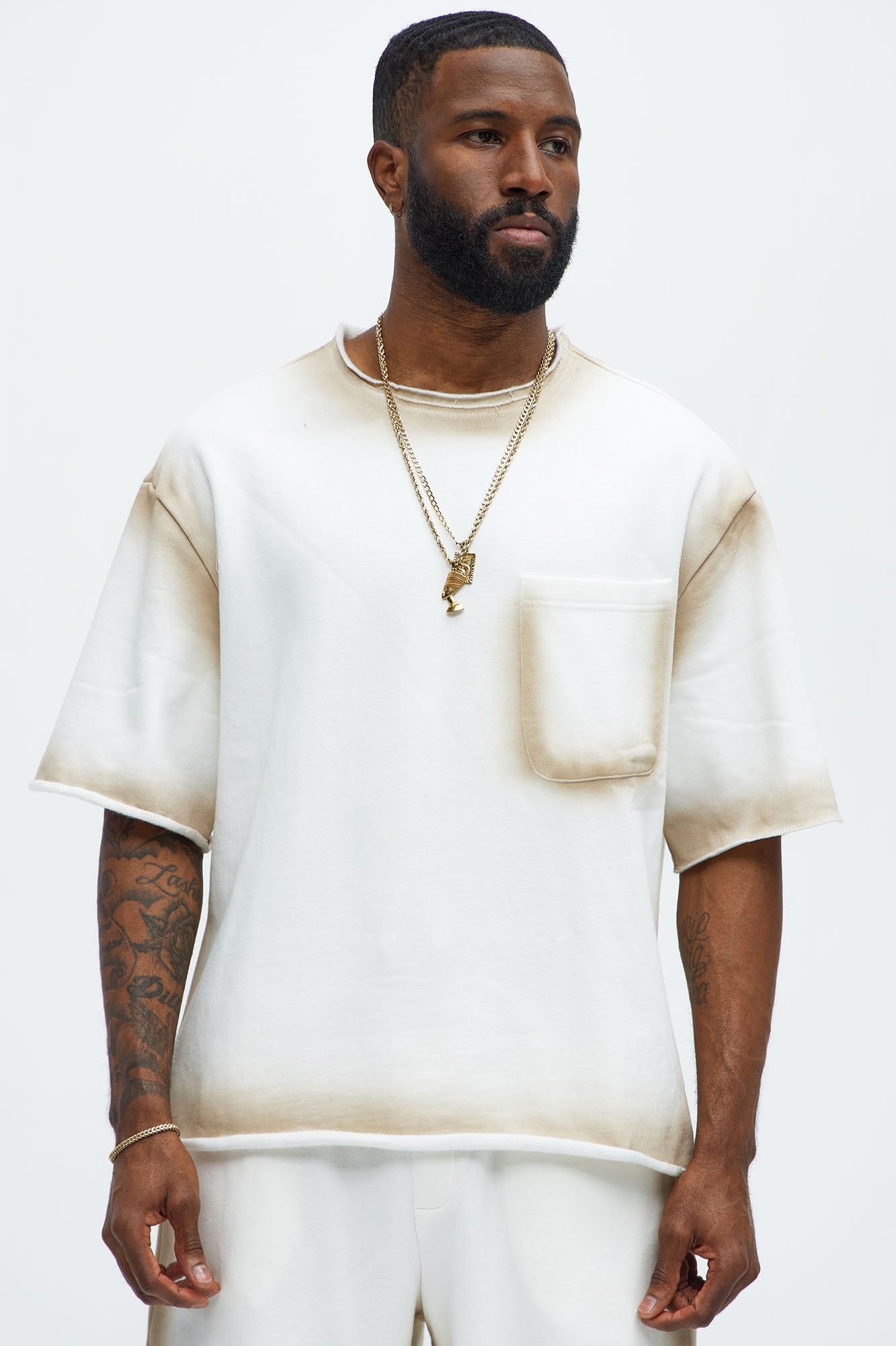 Tyson Blurred Lines Relaxed Fleece Tee - Cream image 1