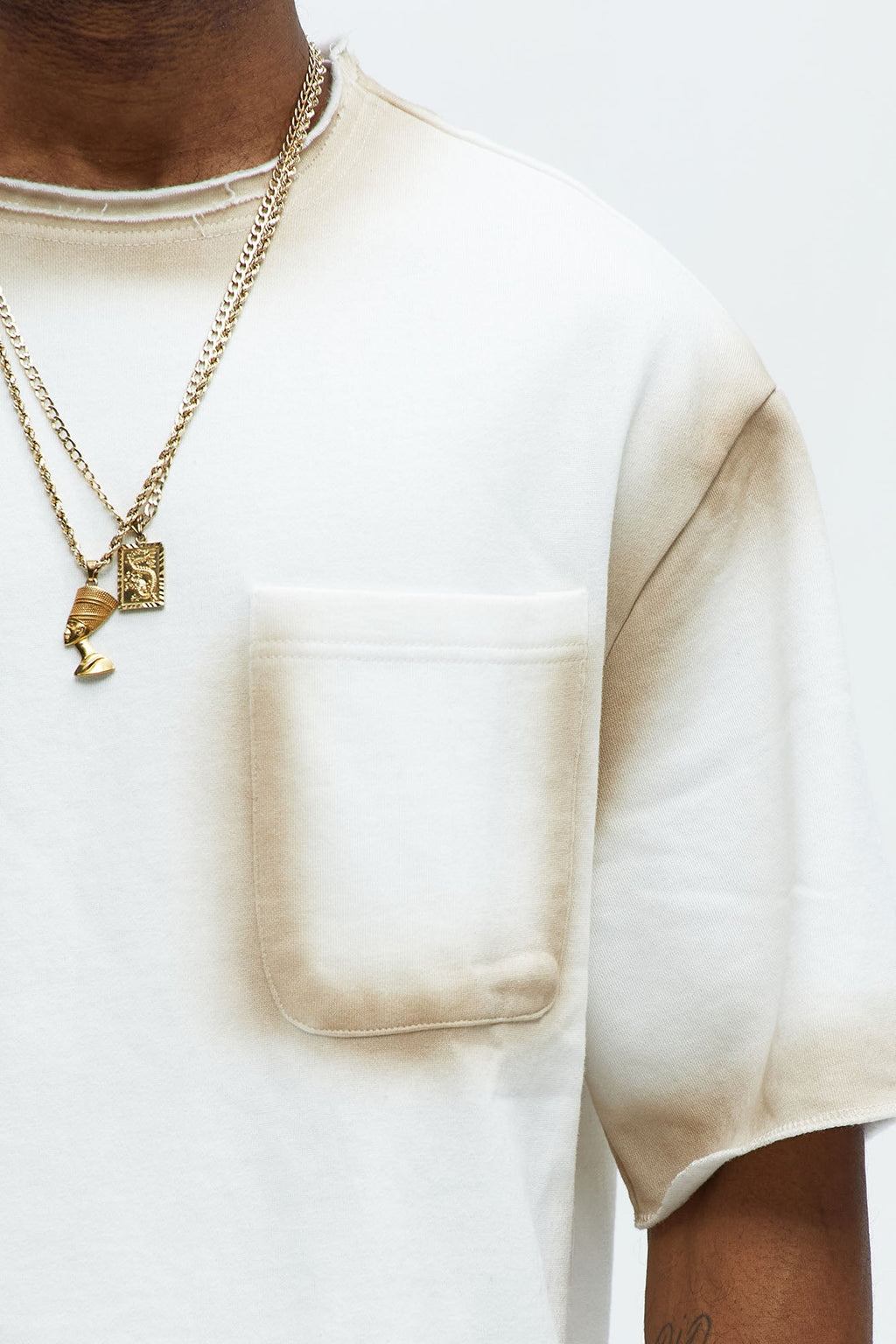 Tyson Blurred Lines Relaxed Fleece Tee - Cream image 3