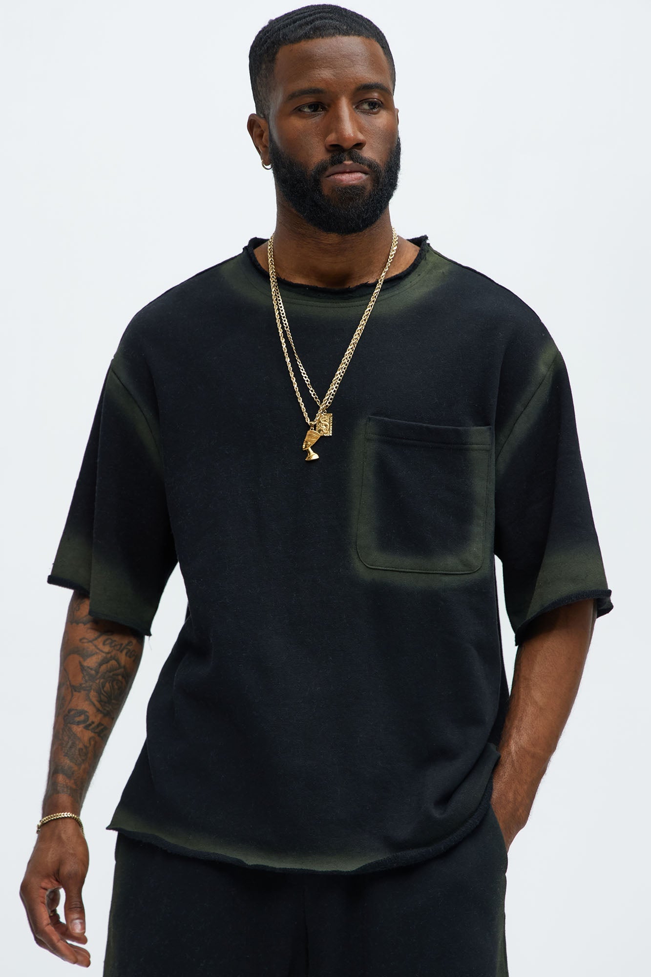 Tyson Blurred Lines Relaxed Fleece Tee - Black image 1