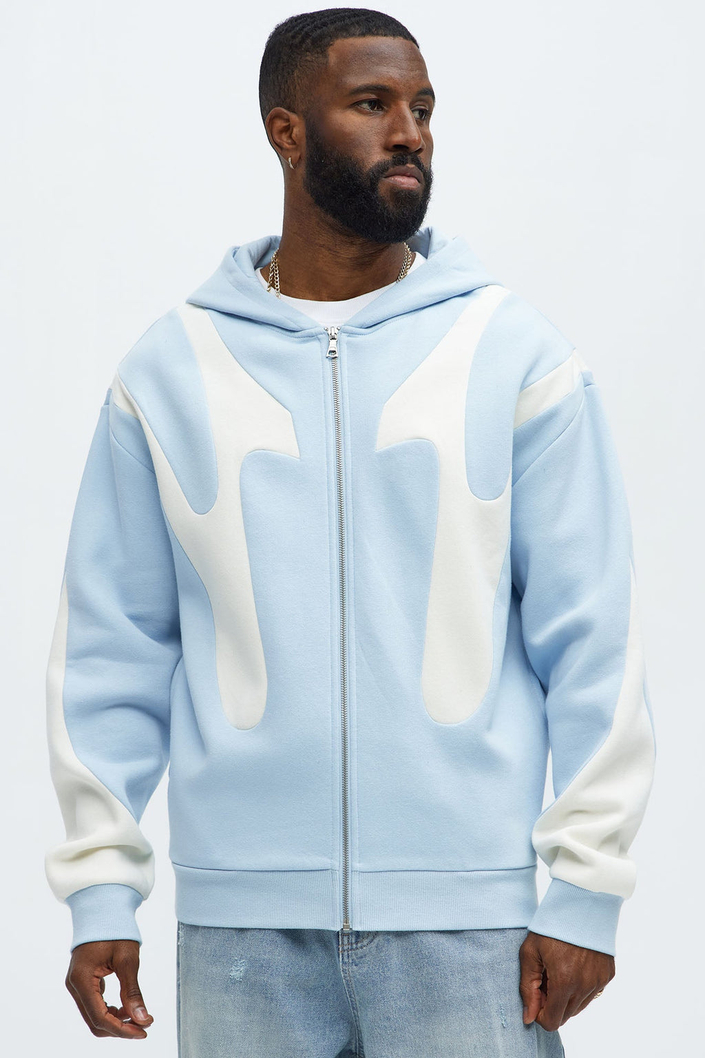 Tyson Oasis Paneled Zip Up Hoodie - Blue/combo image 2