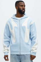 Tyson Oasis Paneled Zip Up Hoodie - Blue/combo image 2