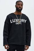 Tyson Luxury Dept Frayed Oversized Sweatshirt - Black image 1