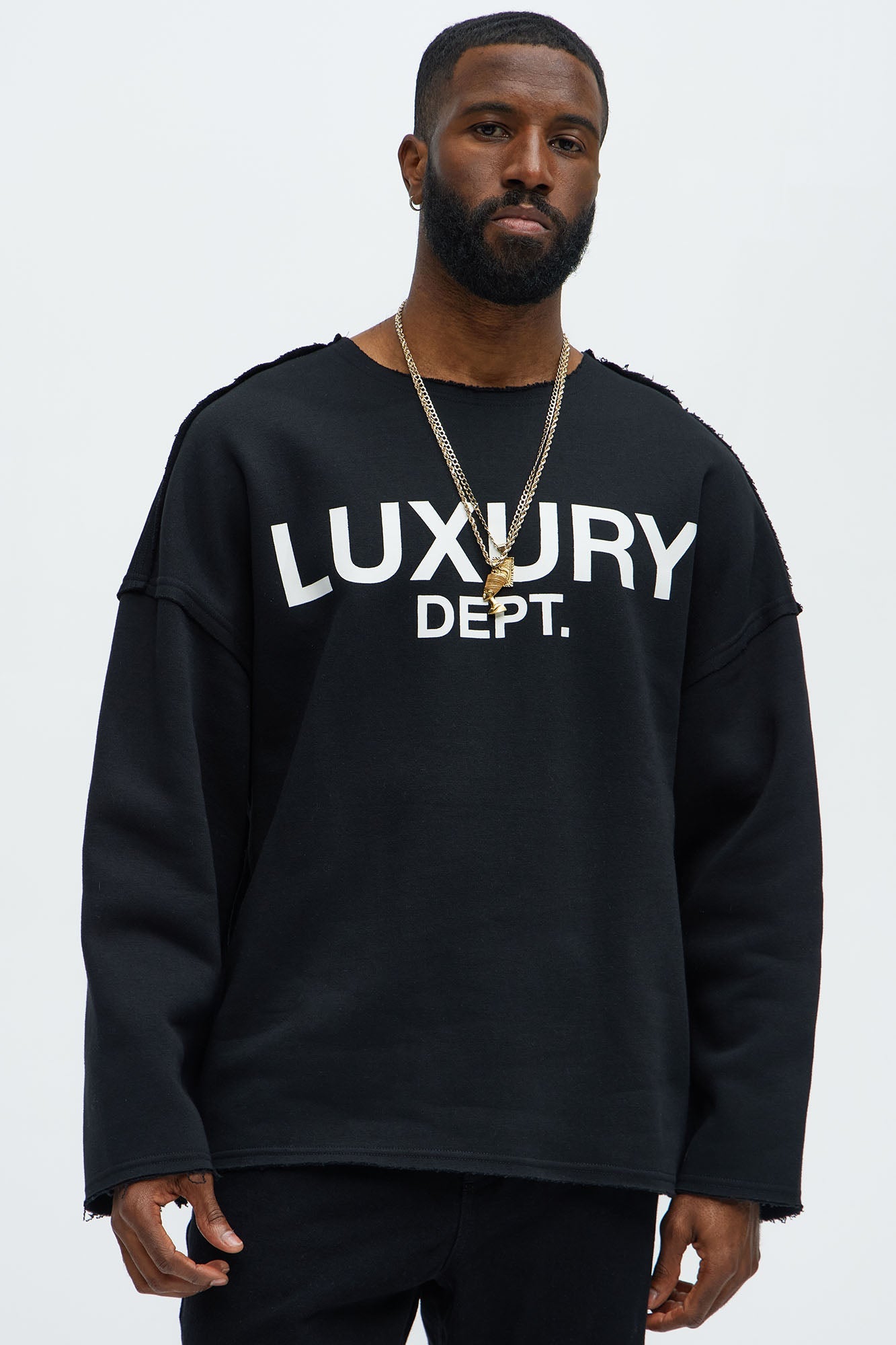 Tyson Luxury Dept Frayed Oversized Sweatshirt - Black image 1