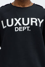 Tyson Luxury Dept Frayed Oversized Sweatshirt - Black image 3