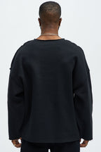 Tyson Luxury Dept Frayed Oversized Sweatshirt - Black image 4