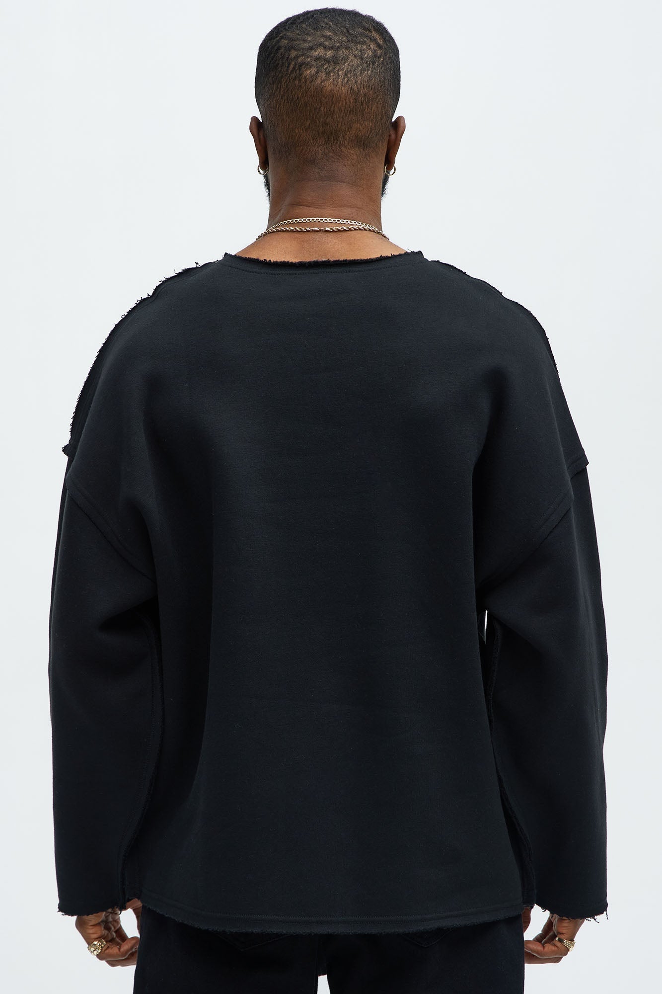 Tyson Luxury Dept Frayed Oversized Sweatshirt - Black image 4