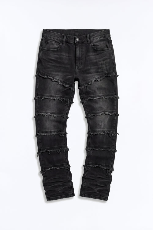 About Fray Stacked Skinny Flare Jeans - Black Wash image 2