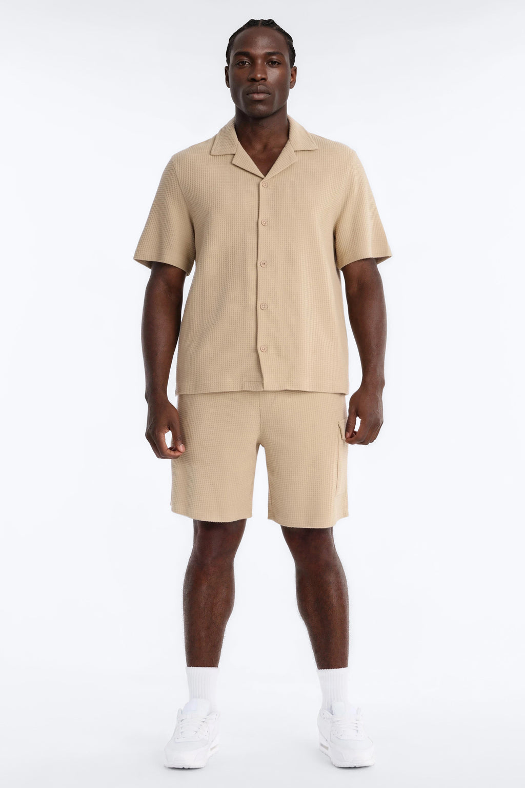 Culver City Waffle Knit Button Up - Stone image 2