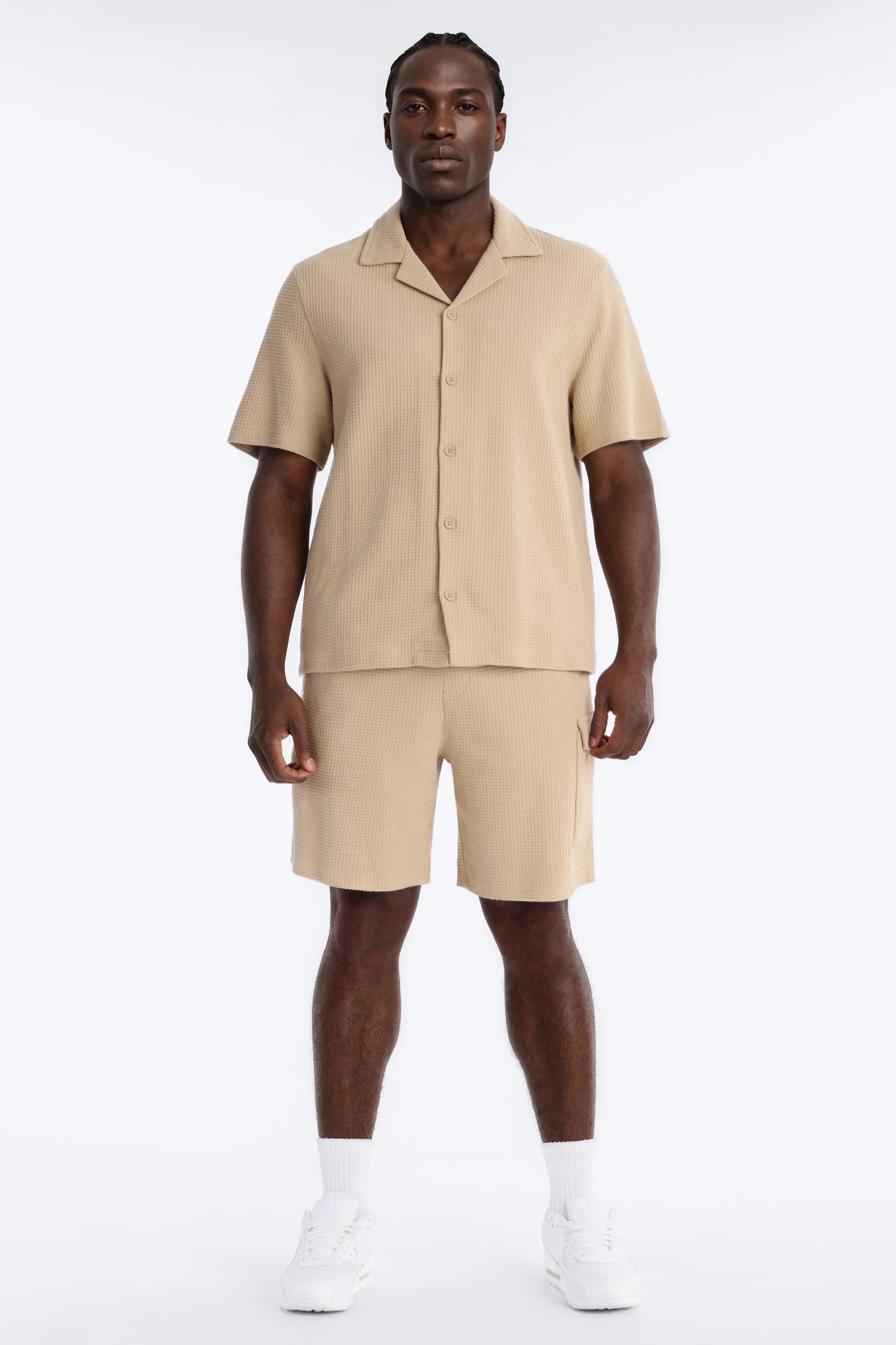 Culver City Waffle Knit Button Up - Stone image 2