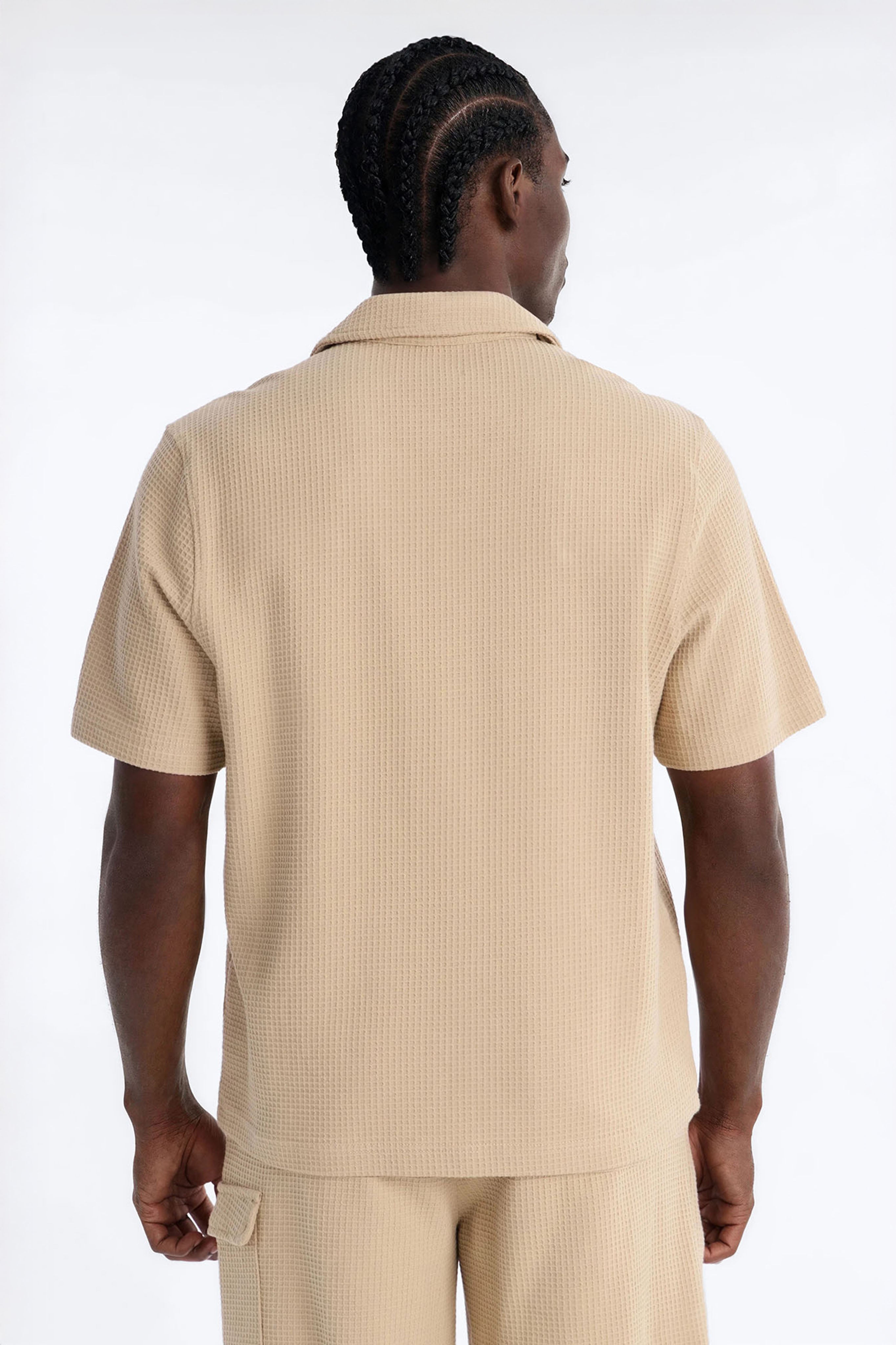 Culver City Waffle Knit Button Up - Stone image 3