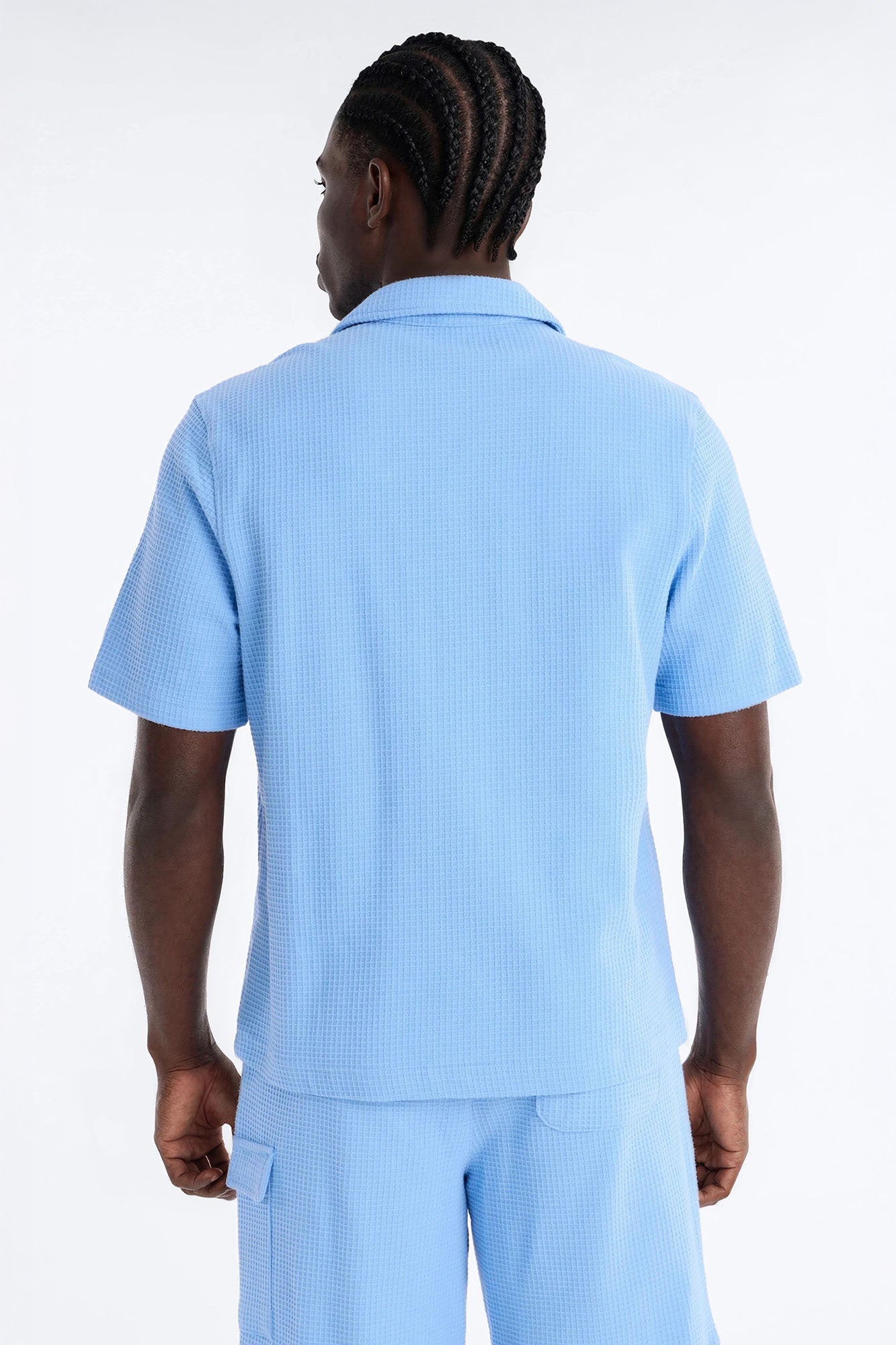 Culver City Waffle Knit Button Up - Light Blue image 3