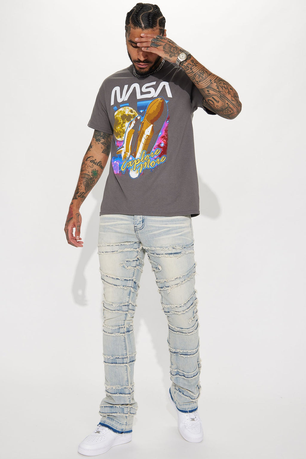 About Fray Stacked Skinny Flare Jeans - Light Wash image 4