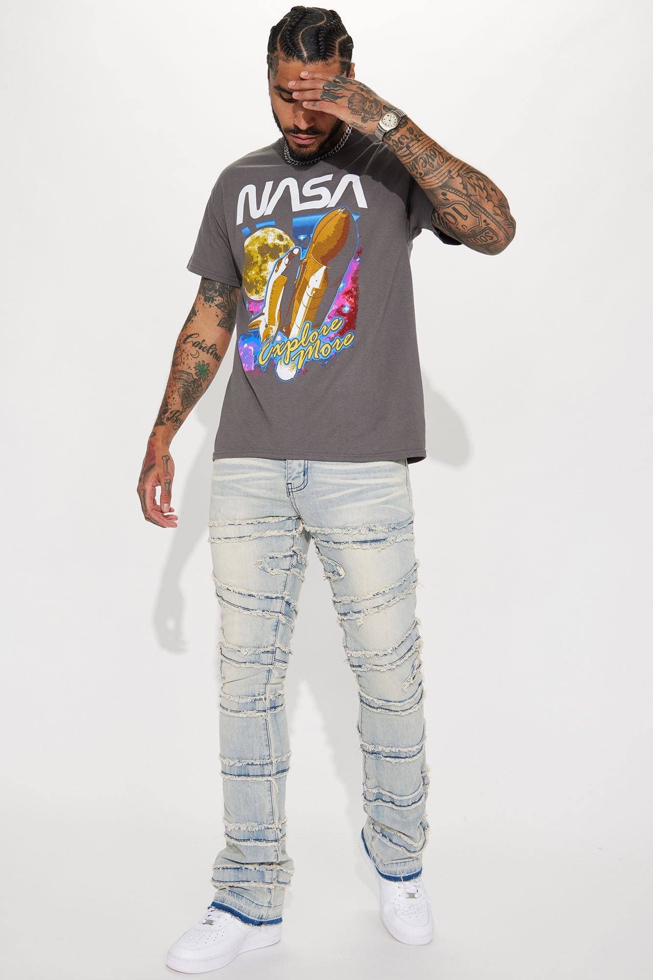 About Fray Stacked Skinny Flare Jeans - Light Wash image 4