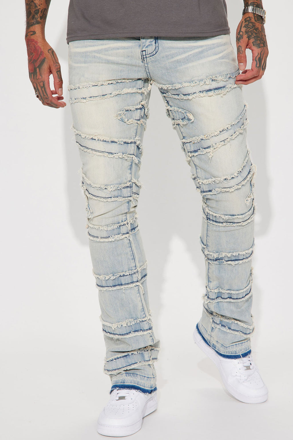 About Fray Stacked Skinny Flare Jeans - Light Wash image 1