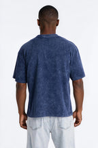 Vincent Van Gogh Starry Night Embroidered Mineral Wash Fleece Tee - Navy image 4