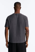 Relaxed Knitted Crewneck Tee - Black image 4