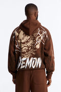 Dodge Demon Oni Mask Oversized Hoodie - Brown image 1