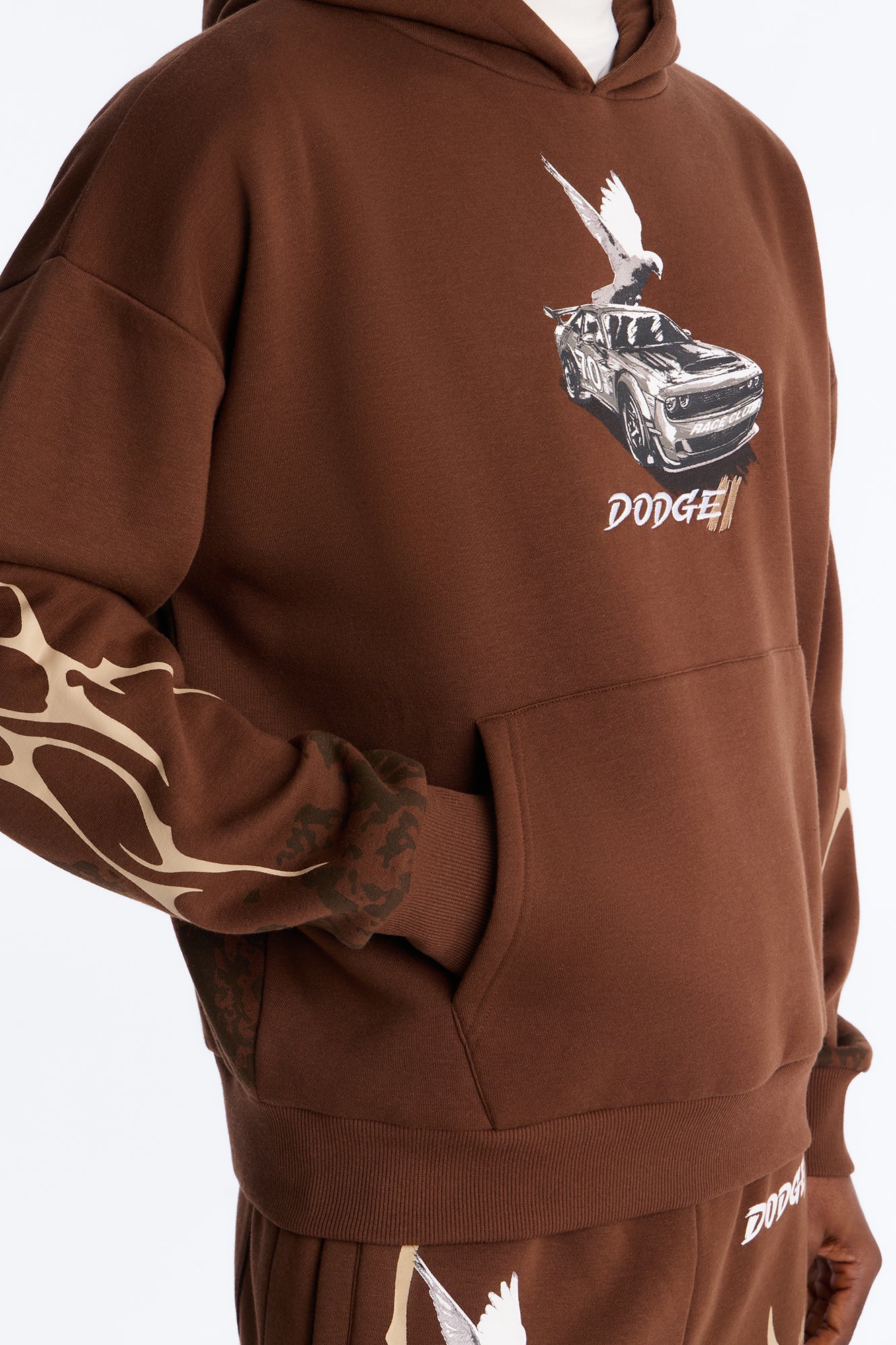Dodge Demon Oni Mask Oversized Hoodie - Brown image 3