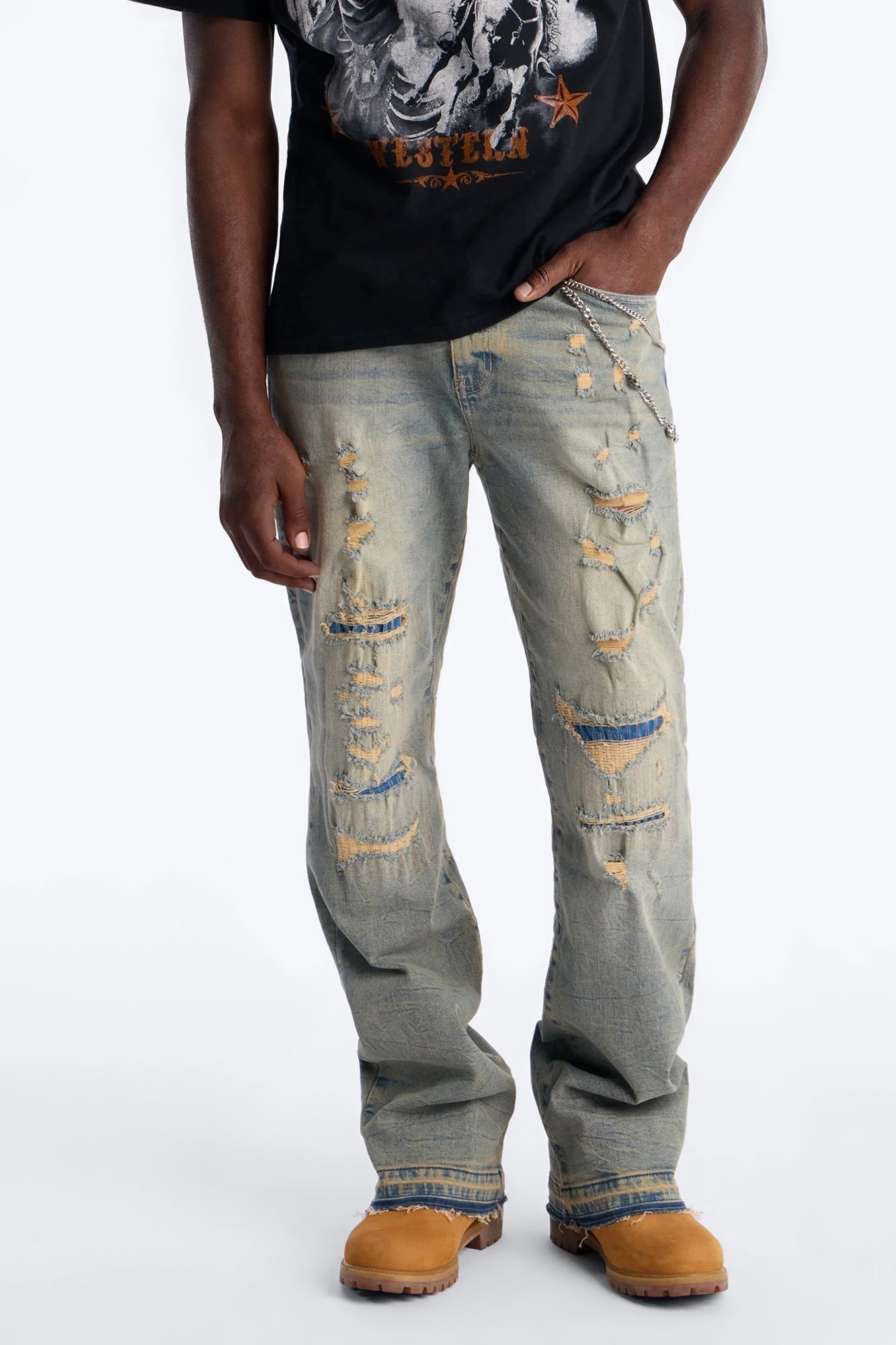 Undercover Slim Stacked Flare Jeans - Vintage Blue Wash image 1