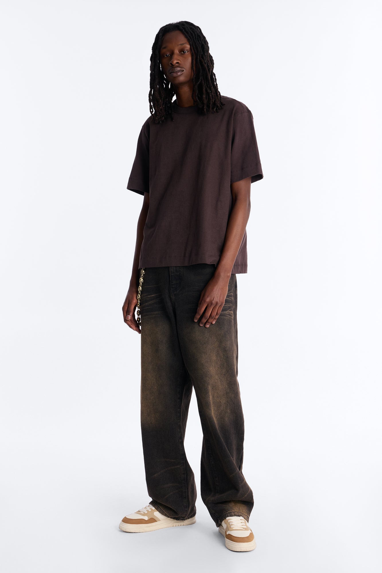 Boxy Soft Washed 250 GSM Tee - Dark Brown image 2