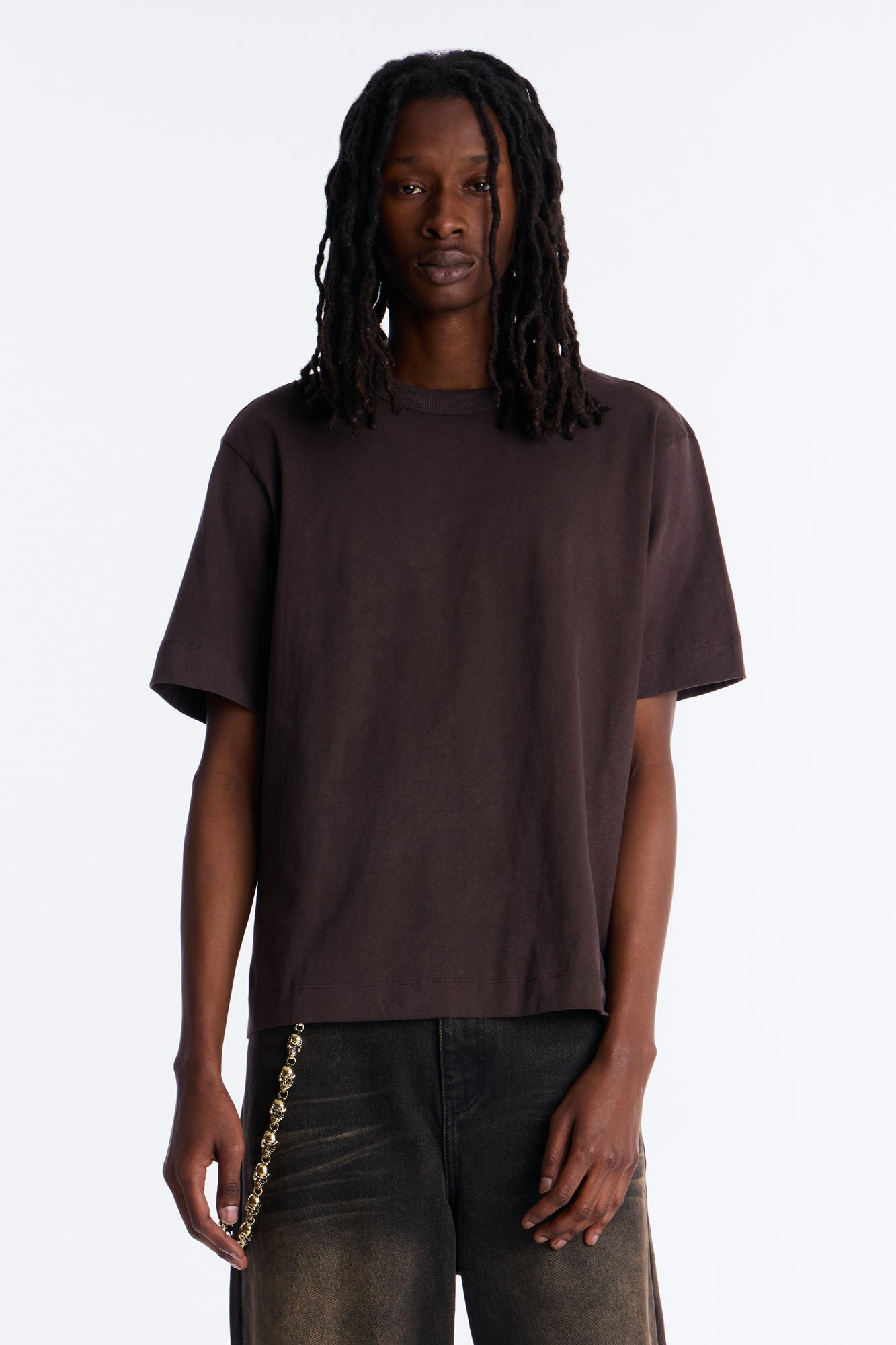 Boxy Soft Washed 250 GSM Tee - Dark Brown image 1