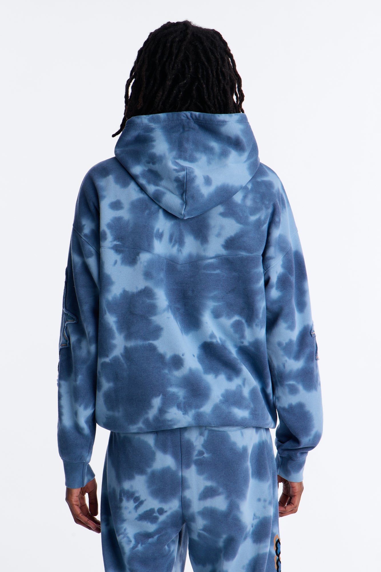 Von Dutch Outlaw Bleach Dyed Raw Edge Hoodie - Blue image 4