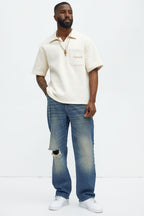 Tyson Happy Mistake Short Sleeve Polo - Cream image 2