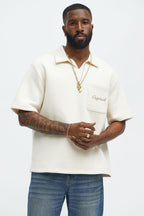 Tyson Happy Mistake Short Sleeve Polo - Cream image 1