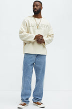 Tyson Luxury Dept Frayed Oversized Sweatshirt - Cream image 2