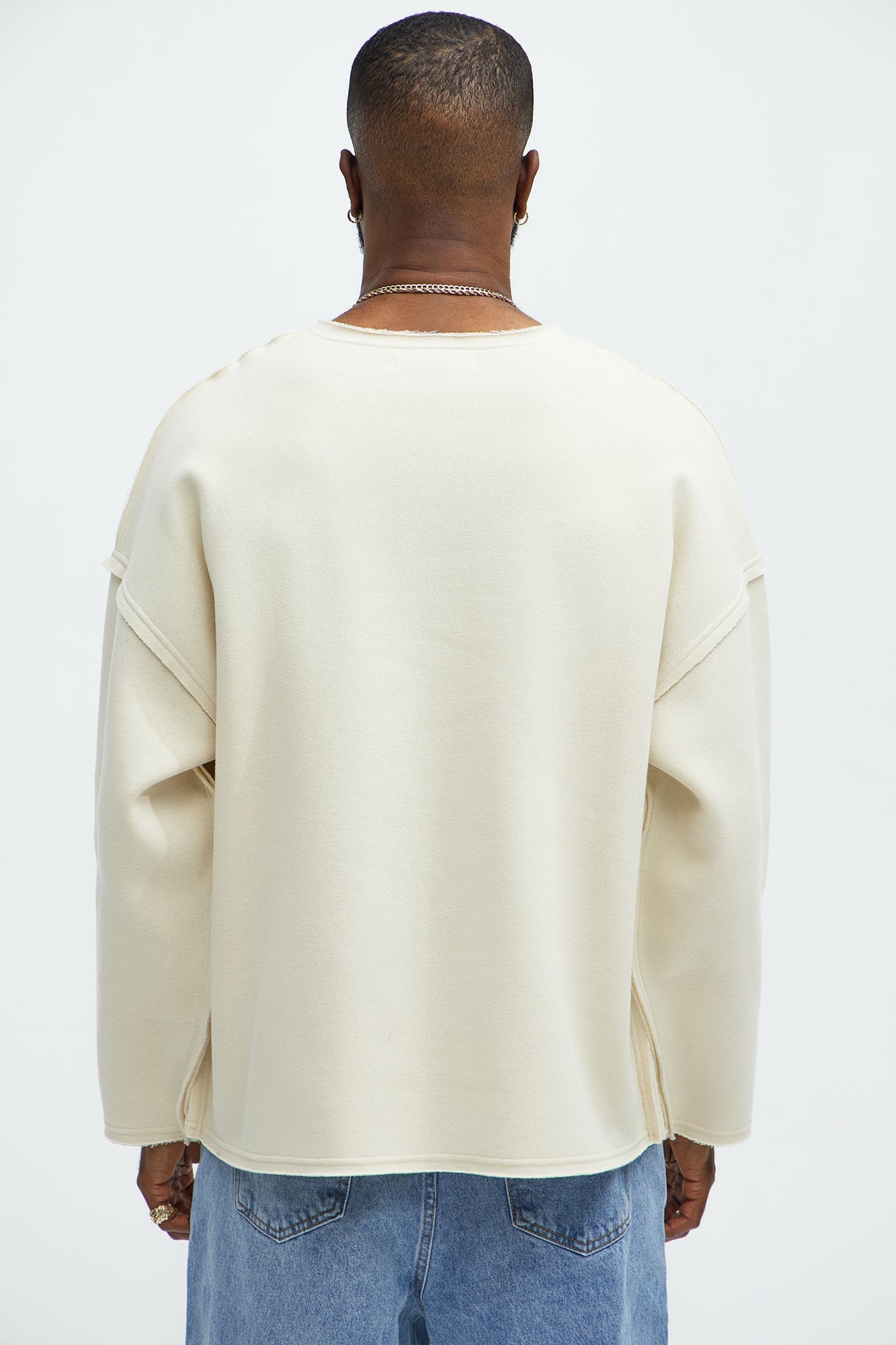 Tyson Luxury Dept Frayed Oversized Sweatshirt - Cream image 3