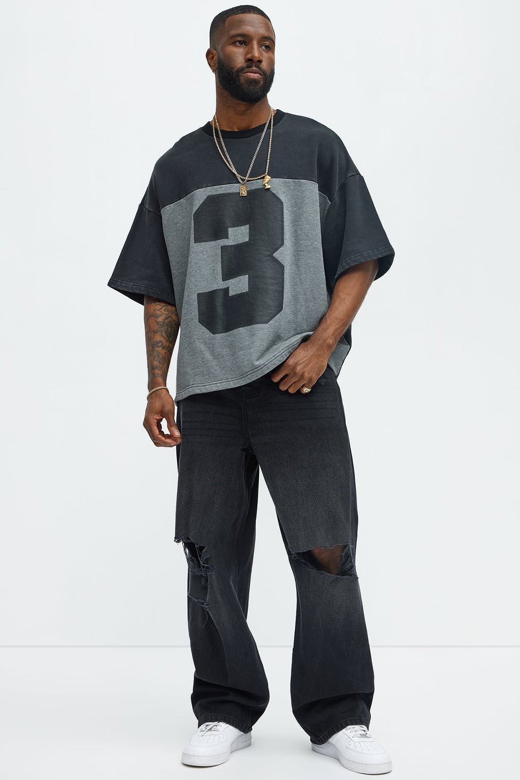 Kyle Color Block Oversized Tee - Black/combo image 2