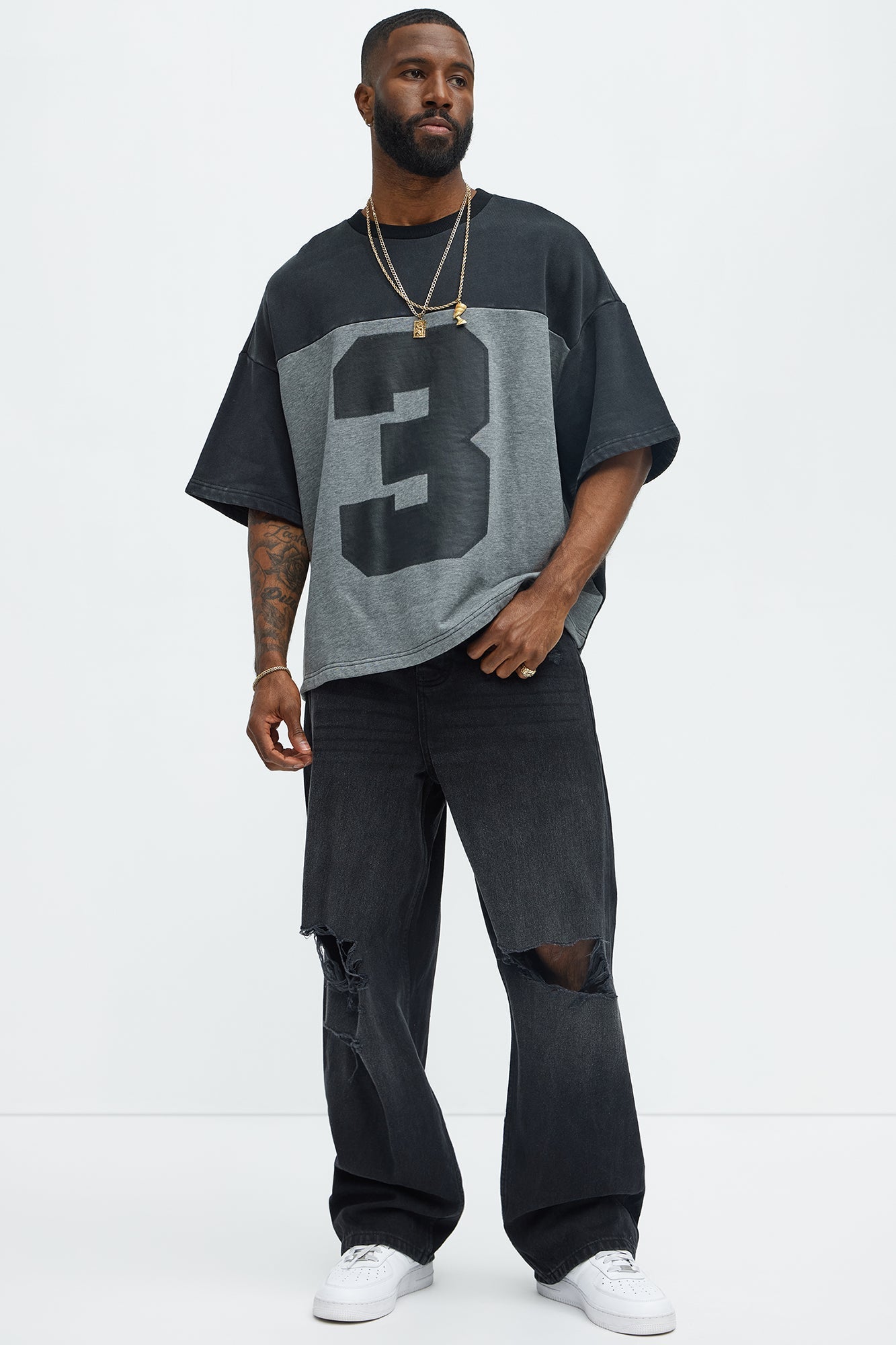 Kyle Color Block Oversized Tee - Black/combo image 2