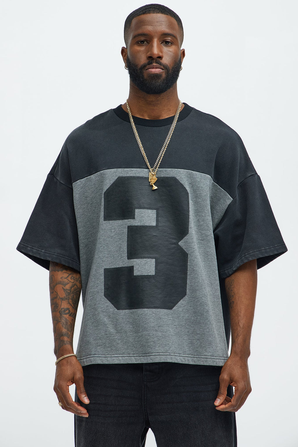 Kyle Color Block Oversized Tee - Black/combo image 1