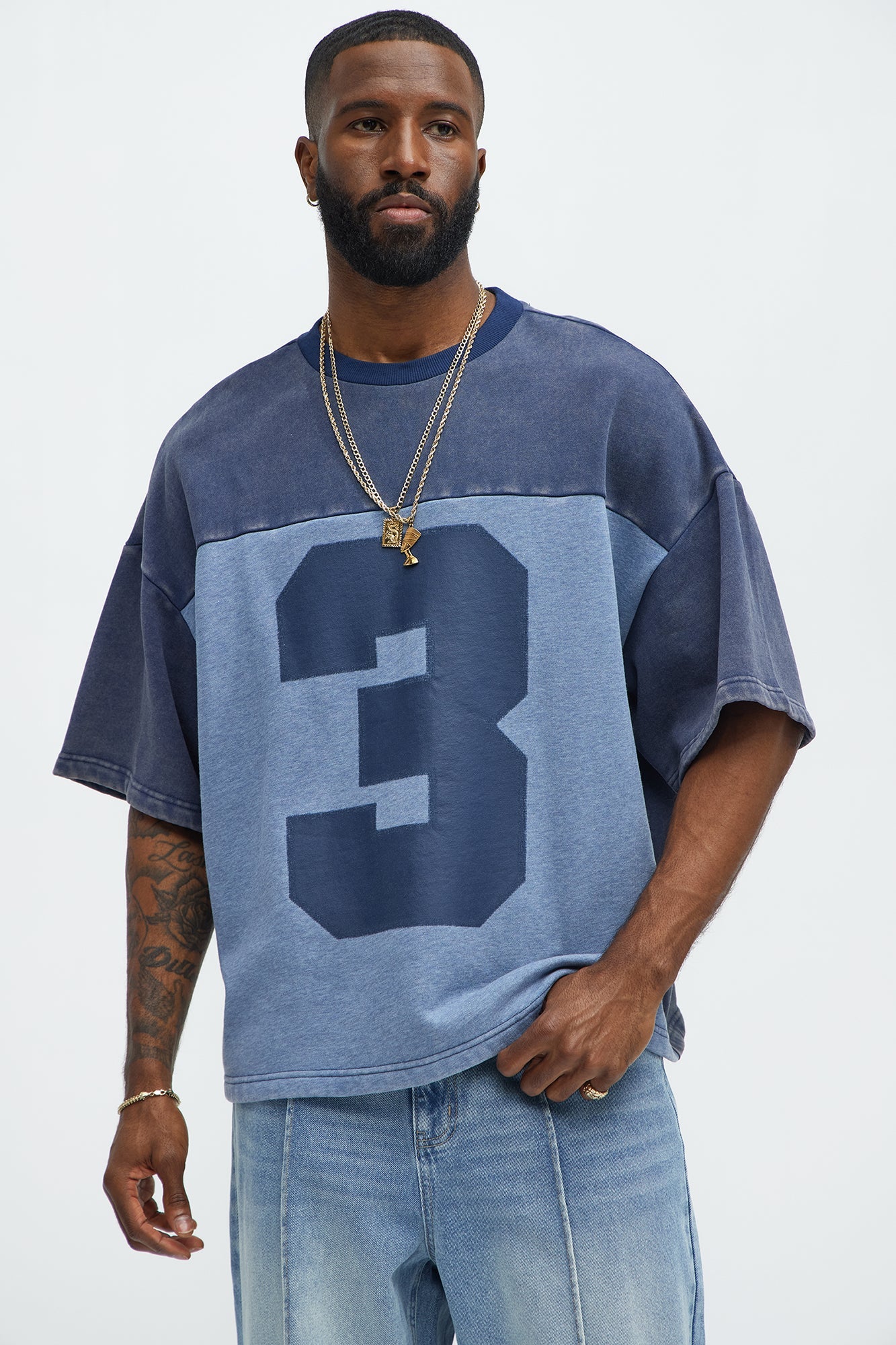 Kyle Color Block Oversized Tee - Navy/combo image 1
