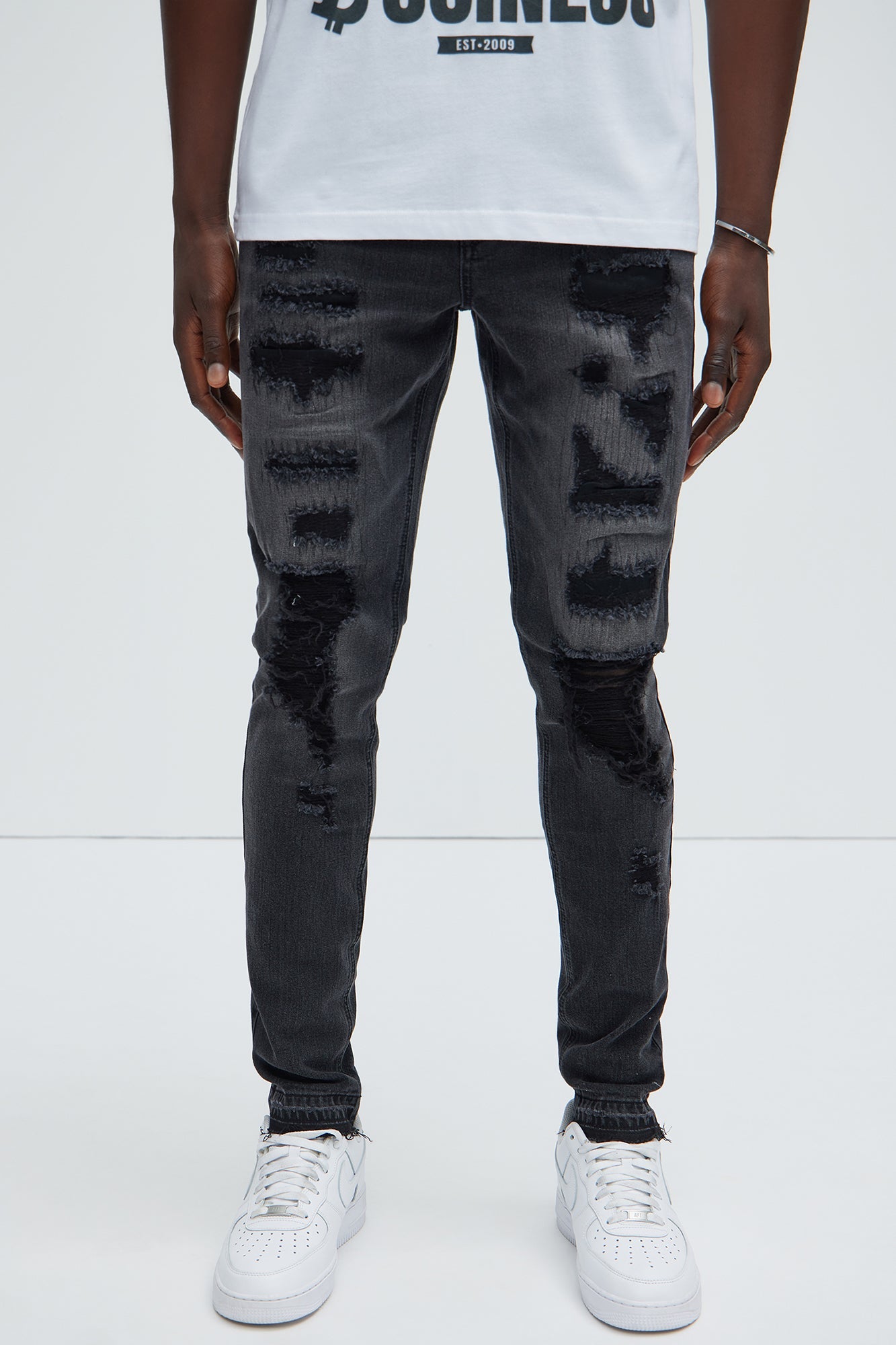 Keeping It Real Stacked Skinny Jeans - Black Wash image 2