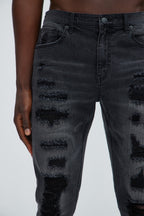 Keeping It Real Stacked Skinny Jeans - Black Wash image 4