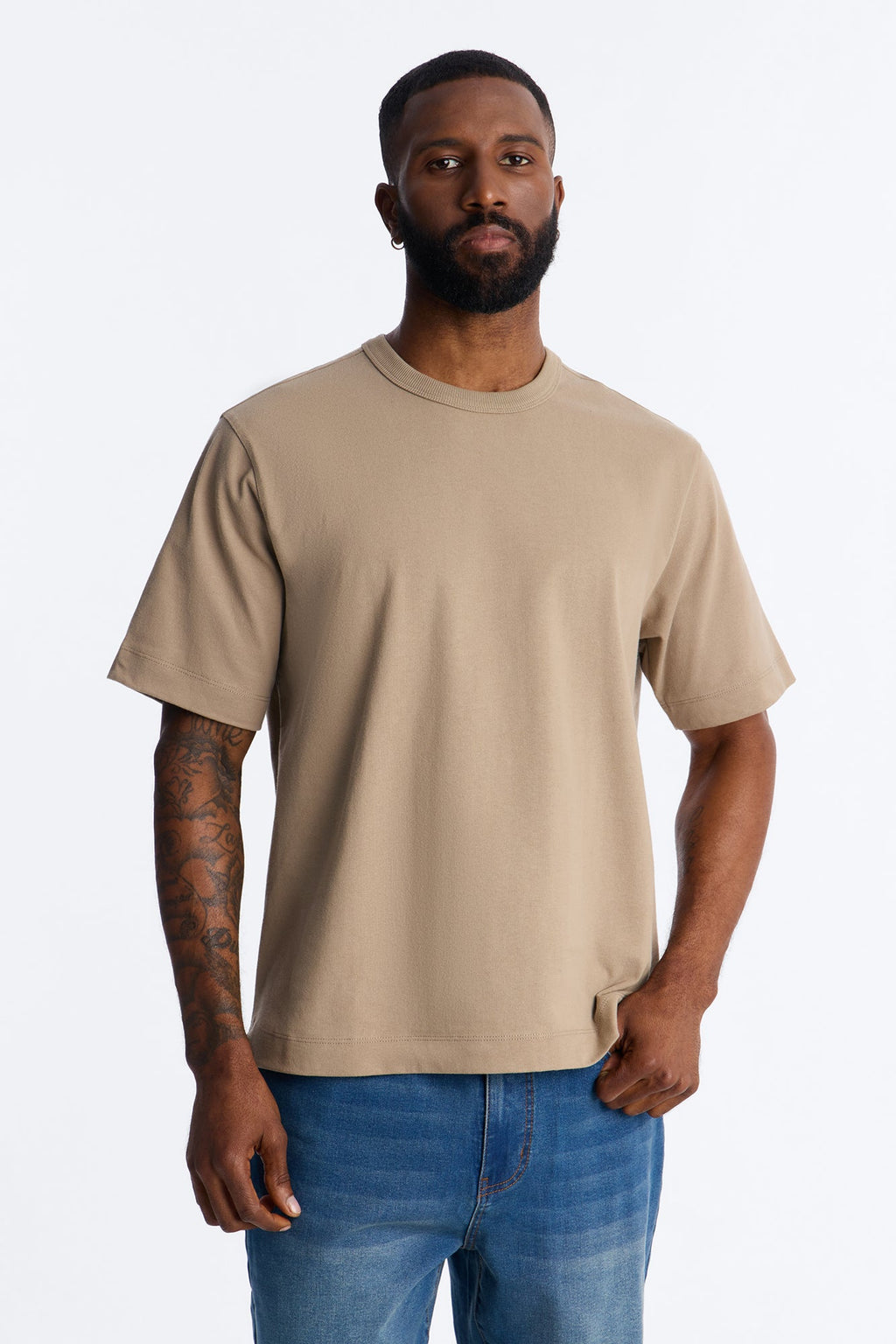 Boxy Soft Washed 250 GSM Tee - Stone image 1