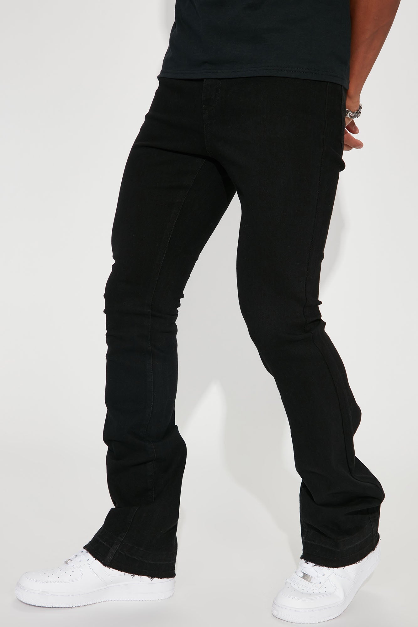 Cornell Stacked Skinny Flare Jeans - Black image 3