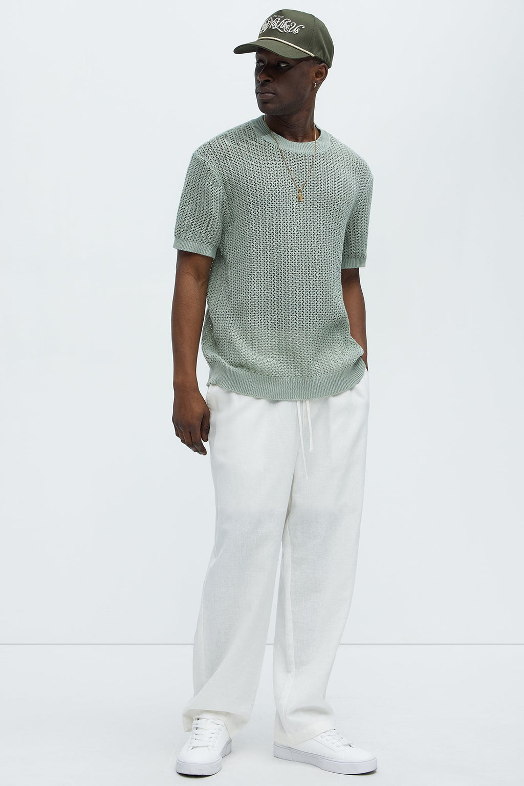 Jace Crochet Short Sleeve Tee - Sage image 2