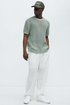 Jace Crochet Short Sleeve Tee - Sage image 2