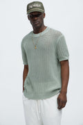 Jace Crochet Short Sleeve Tee - Sage image 1
