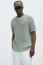 Jace Crochet Short Sleeve Tee - Sage image 1