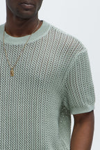 Jace Crochet Short Sleeve Tee - Sage image 3