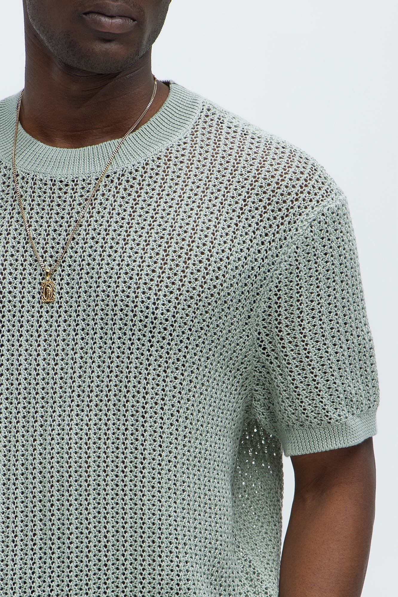Jace Crochet Short Sleeve Tee - Sage image 3