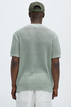 Jace Crochet Short Sleeve Tee - Sage image 4