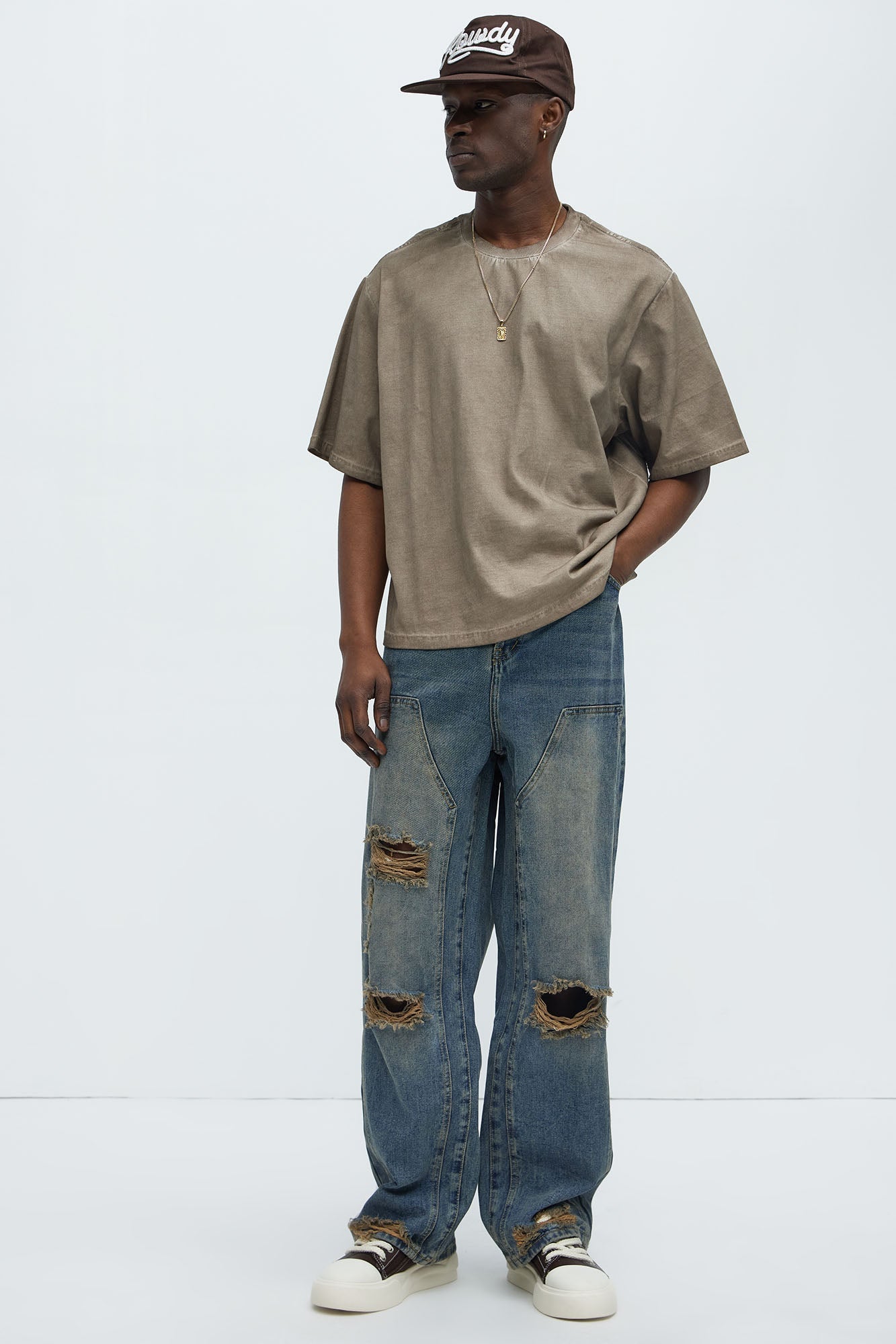 Tinted Wash Boxy Cropped Heavyweight Short Sleeve Tee - Brown image 2