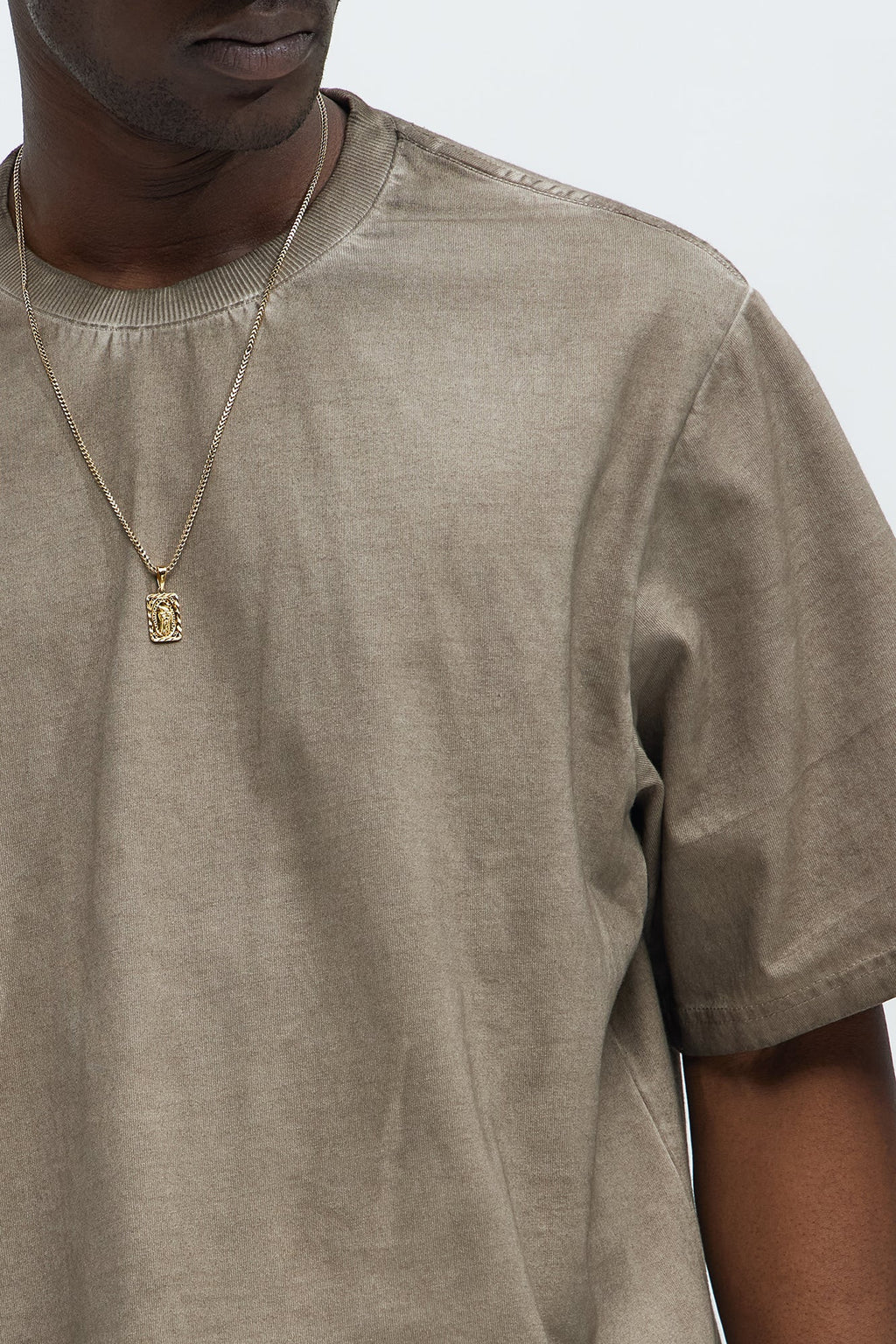 Tinted Wash Boxy Cropped Heavyweight Short Sleeve Tee - Brown image 3
